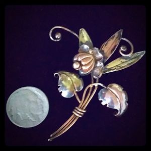 '40s Harry Iskin 10K Sterling Silver Floral  Spray